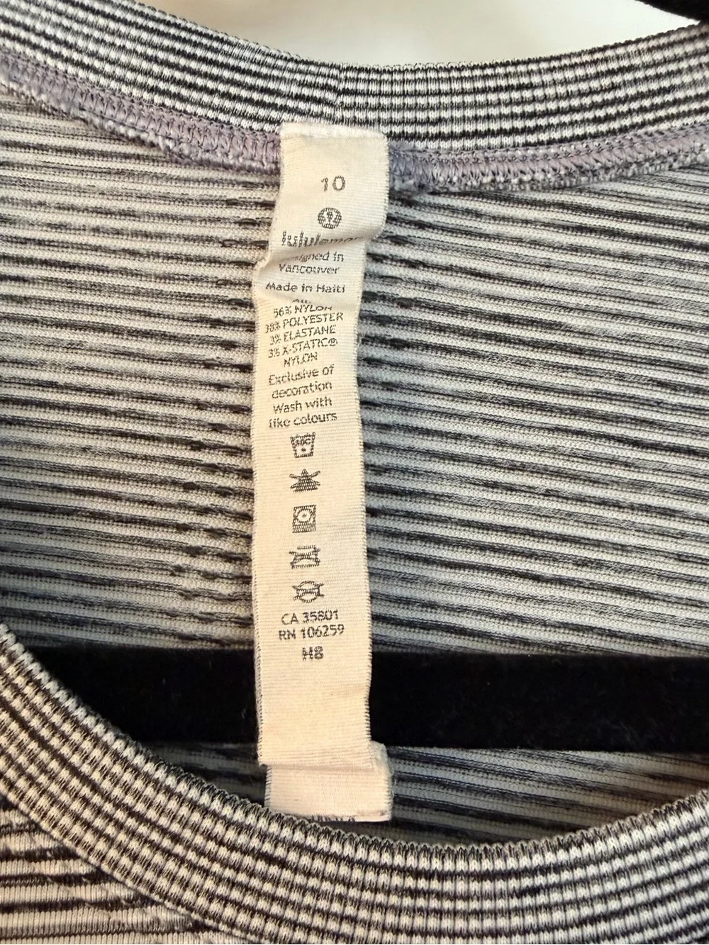 lululemon short sleeve swiftly tech crew in navy and white stripes